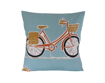 Cushion Cover in Scion Cykel Aqua Blue Bicycle 16"