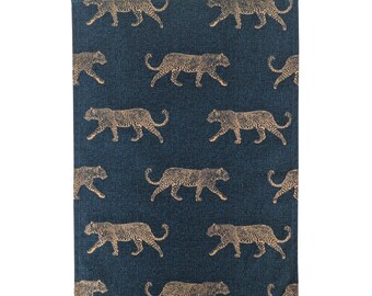 Leopard Tea Towel Teal and Gold Safari Kitchen Dining Room Linens Dishcloth