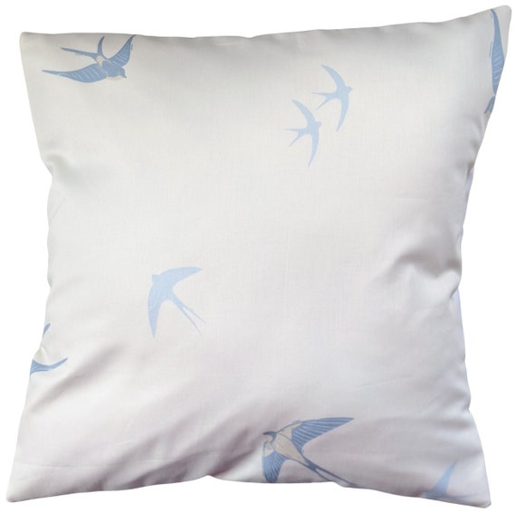 ローラアシュレイ クッション1点 ローラアシュレイ ホワイト ブルー バード クッションカバー 16インチ