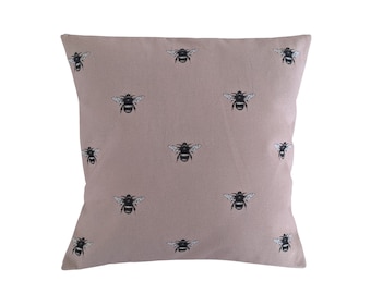 Bumble Bee Blush Pink Cotton Cushion Cover, Clarke and Clarke Abeja