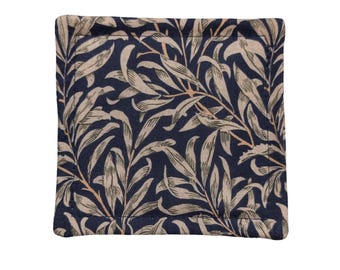 COASTERS - William Morris & Co Navy Blue Willow Bough Leaf Fabric Mats Dining Mug Rug