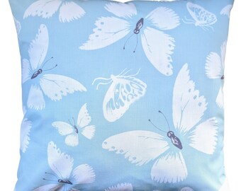 Blue and White Butterfly Cushion Cover 16"