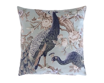 16" Cushion Cover in Laura Ashley Belvedere Peacock Duckegg Blue Reversible