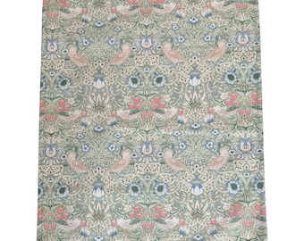 Tea Towel in William Morris Strawberry Thief Green Red