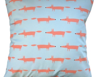 Cushion Cover in Scion Aqua Mini Little Mr Fox 16"