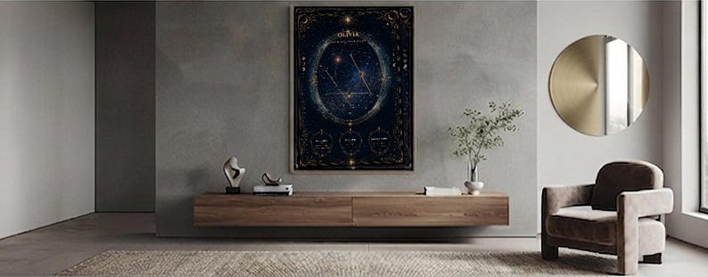 Custom Birth Chart Poster | Personalized Natal Chart Print | Astrology Birth Chart Art | Zodiac Gift | Printable Digital Download image 4