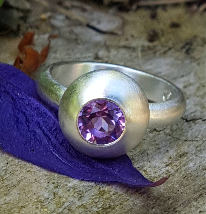 Sterling Silver Ring with Light Purple Amethyst Statement Ring Gift For Her Purple Amethyst Ring Sterling Silver Engagement Ring