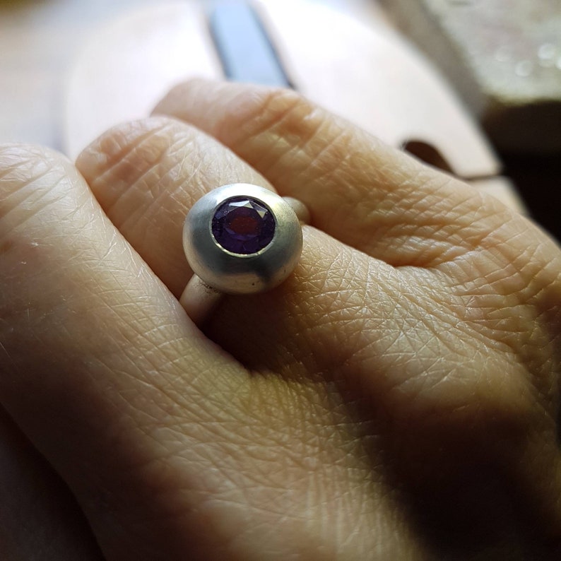 Sterling Silver Ring with Light Purple Amethyst Statement Ring Gift For Her Purple Amethyst Ring Sterling Silver Engagement Ring