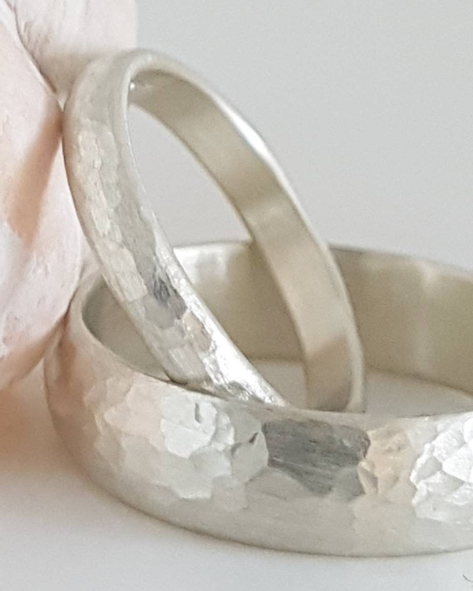 White gold hammered wedding band sale