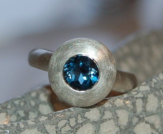 Sea Urchin Swiss Blue Topaz Ring Sterling Silver Engagement - Etsy