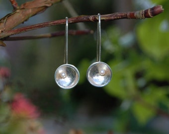 White Pearl Sterling Silver Earrings --FREE SHIPPING--Dangling Earrings