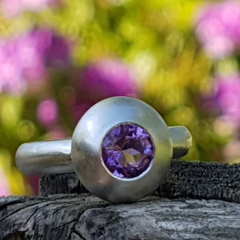 Sterling Silver Ring with Light Purple Amethyst Statement Ring Gift For Her Purple Amethyst Ring Sterling Silver Engagement Ring
