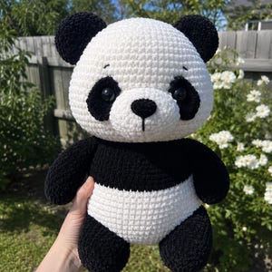 Panda Virkmönster | Stor Chenille Amigurumi Panda Plysch PDF