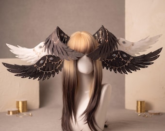 Pinza para el cabello con forma de alas de ángel, fiel a la Biblia / Tocado gótico de serafín, accesorio de cosplay de ojo turco, accesorio de disfraz de valquiria etérea oscura