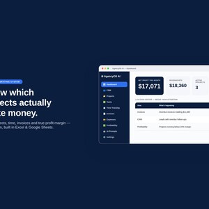 Agency Profitability Dashboard for Excel & Google Sheets | CRM, Project, Time and Invoice Tracker