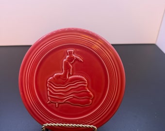 Fiesta Scarlet Red Dancing Lady Trivet 6” | Homer Laughlin Fiestaware Hot Plate | Retired