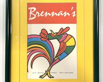 Vintage Brennan’s New Orleans Restaurant Poster Framed Art Louisiana Rooster Print