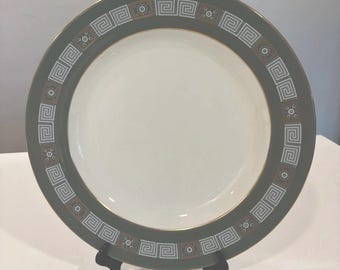 Vintage Wedgwood Asia Green 13.5” Round Serving Platter Bone China Greek Key England