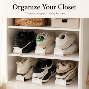 Space-Saving Shoe Stacker with Pull Tab, 3D Printed Closet Organizer