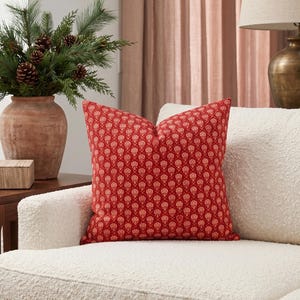 Ruby 20x20 Cotton Cushion Cover, Floral Throw Pillow Cover