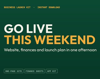 Business Launch Bundle, Website Template with Finance Spreadsheets and App Launch Kit, Instant Download