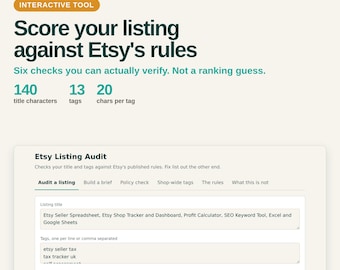 Etsy SEO Spreadsheet, Listing Audit and Keyword Research Tool, Excel Google Sheets