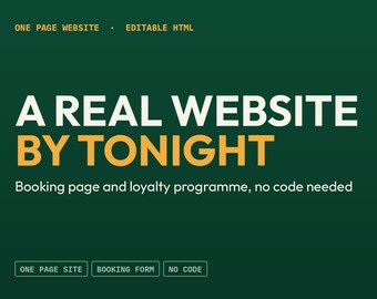 Service Business Website Template, One Page HTML Site with Booking and Loyalty