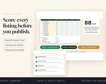 Etsy Shop Launch Checklist and Keyword Planner, New Seller Starter Spreadsheet