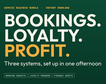 Service Business Bundle, Booking Website Template with Loyalty Program and Finance Kit, Editable