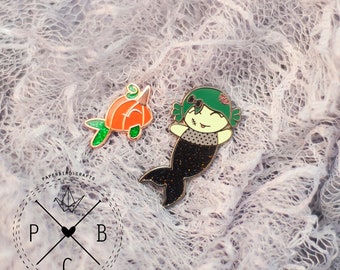 Zombie and Narwhal pumpkin Lapel Pins