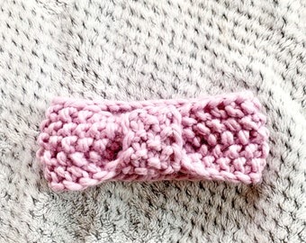 Lilac Knot Baby Headband Ear warmer  // 0-6 Months // Wool Blend // Knit Baby Hat // Baby Gift // Ear Warmer //Headband // Baby Headband
