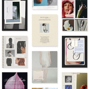 May include: A multi-panel collage featuring various design elements including photographs of a tomato, a calla lily, a person in a white dress, a clipboard with text, and the text Archive Studio, presented in a grid layout with diverse textures.