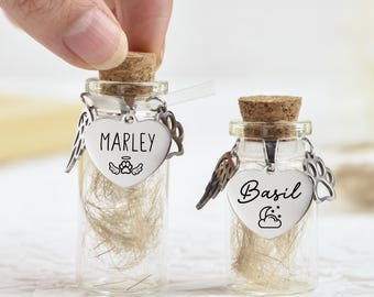 Personalized Pet Memorial Jar, Glass Keepsake for Fur Ashes, Remembrance Gift