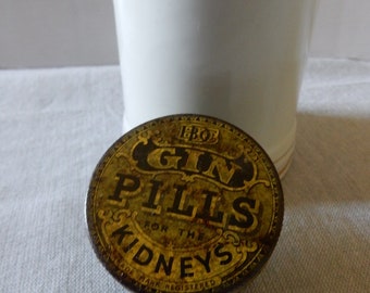 Vintage Gin Pills Tin / Para los riñones!