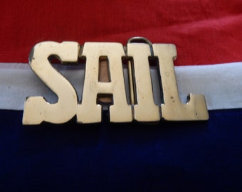 Hebilla de cinturón SAIL de latón macizo vintage