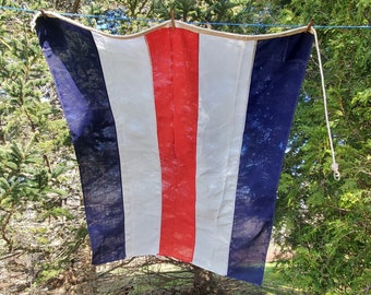 Vintage auténtico algodón/lino extra grande bandera de señal náutica/letra C