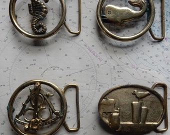 Vintage Solid Brass Nautical Belt Buckles/ Four Styles Available