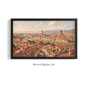 Florence Rooftops Frame TV Art, Vintage Cityscape Oil Painting, Samsung and Roku TV Art, 4K Digital Download