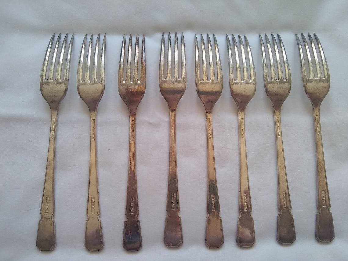 Set of 8 vintage silverplated forks Etsy