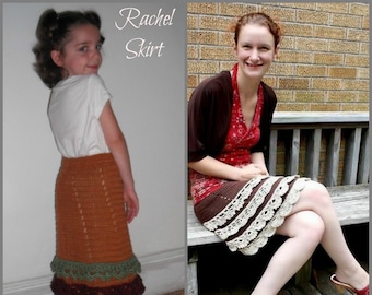 Rachel Crochet Pattern ~ a flared crochet skirt with lace ruffled bottom