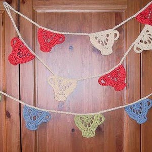 Patrón de crochet para apliques/banderines de taza de té