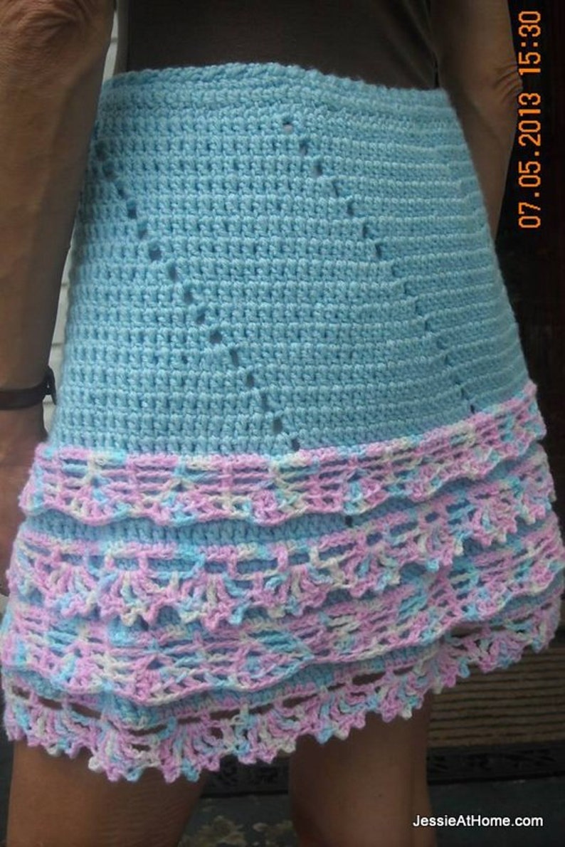 Rachel Crochet Pattern a flared crochet skirt with lace ruffled bottom image 5