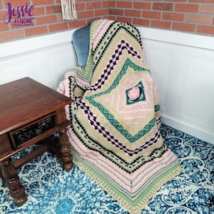 Janet&#39;s Garden Blanket - Crochet Blanket PATTERN PDF ONLY