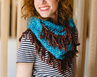 Western Charm Cowl Crochet Pattern | Easy Crochet Cowl With Fringe | Crochet PDF PATTERN ONLY