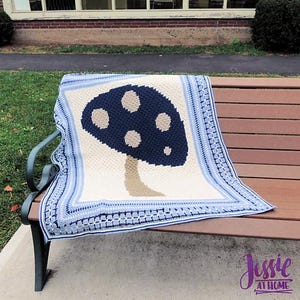Dancing Mushroom Blanket Crochet Pattern PDF - Intermediate DK Yarn Baby Blanket