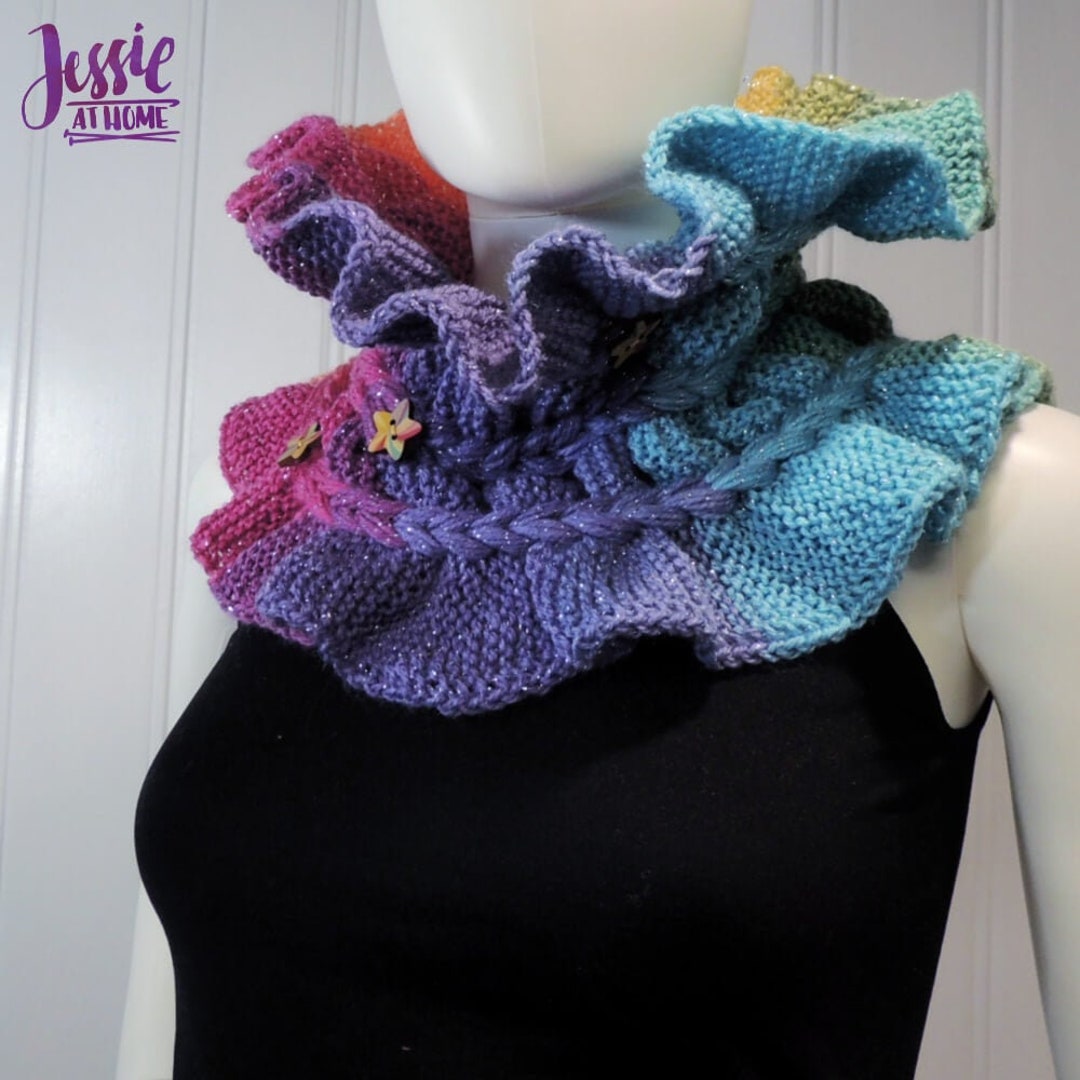 Ruff Patterns Rainbow Ruffle Cowl, Modern Knit Ruff Pattern - Knit PATTERN PDF ONLY ...