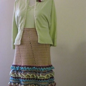 Rachel Crochet Pattern a flared crochet skirt with lace ruffled bottom image 3