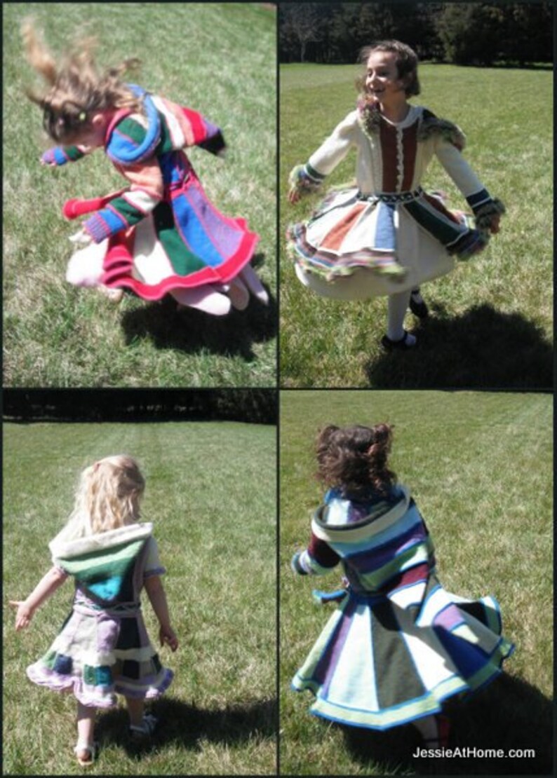 Kat un precioso vestido de hadas con muchas variaciones en tallas de niño 3-12 Pixie Coat SÓLO PATRÓN de punto PDF imagen 5