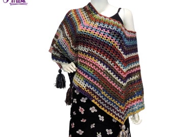 Square Poncho Crochet Pattern - Handkerchief Hem Penny Poncho - Crochet PATTERN PDF ONLY