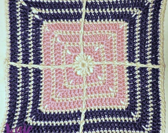 Crossed Square ~ Crochet PATTERN PDF ONLY ~ 12" afghan square